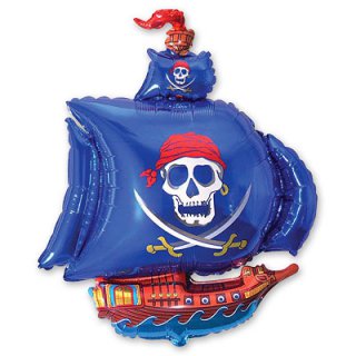 Гелиевый Шар фольгированная фигура Корабль пиратский синий купить в магазине товаров для праздника Fiesta по выгодной цене. Доставка в день заказа! Самовывоз ул. Большая Печерская 51. Воздушные шары PREMIUM качества из США и Европы!