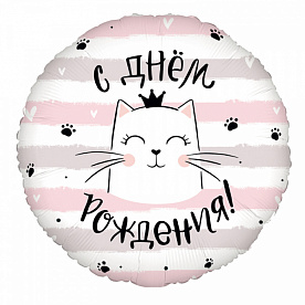 Купить гелиевый шар фольгированный круг КОТИКИ С ДНЕМ РОЖДЕНИЯ в Нижнем Новгороде с доставкой